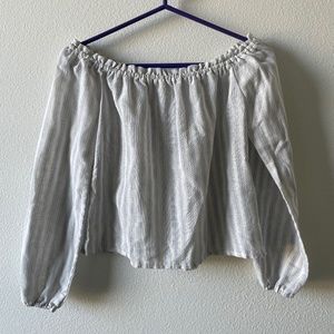 Brandy Melville off the shoulder striped blue and white top